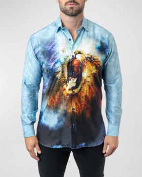 Men's Fibonacci Lion Mozaic Dress Shirt