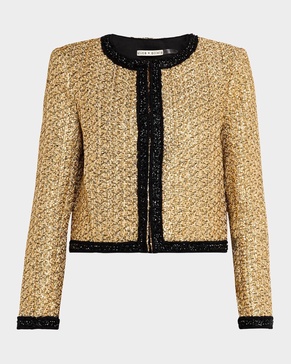 Landon Embellished Cropped Tweed Jacket