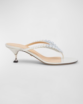 Sirene Pearly Leather Thong Sandals