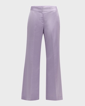 Two-Tone Flare-Leg Satin Back Crepe Pants