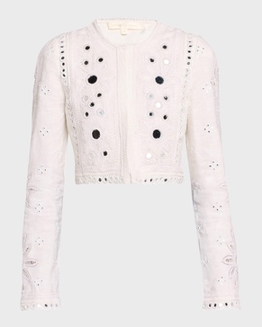 Veranda Eyelet Embroidered Crop Jacket