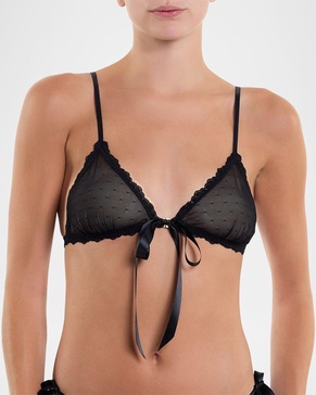 &Oh Dotted Tulle Front-Tie Bralette