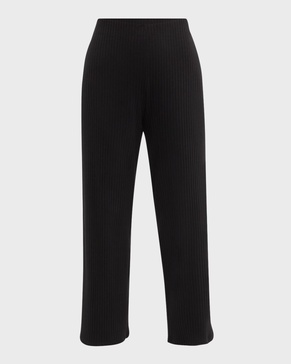 Cropped Wide-Leg Ribbed Pants