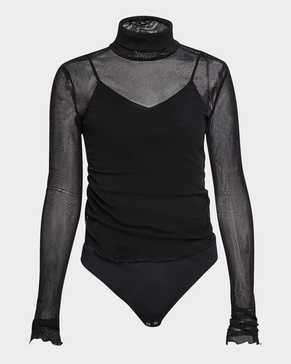 Velora Long-Sleeve Mesh Bodysuit