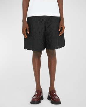 Men's Broderie Anglaise Easy Drawstring Shorts