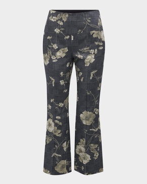 Floral Check-Print Kickflare Ankle Pants