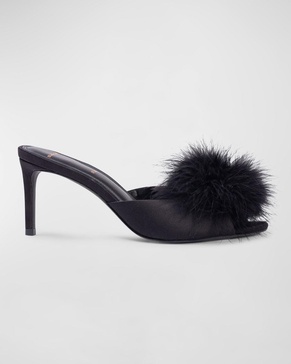 Ricca Feather Pom Mule Sandals