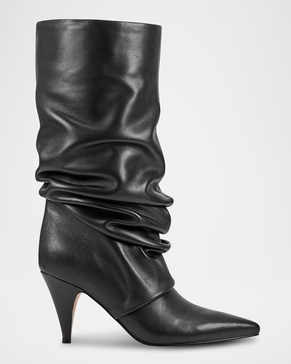 Retro Slouchy Leather Mid Boots