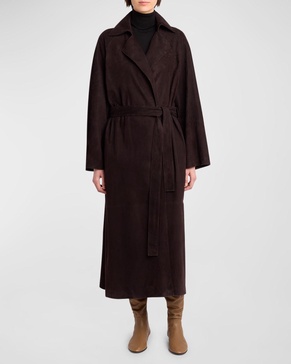 Poseidone Belted Suede Trench Coat