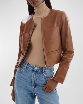 Linette Cropped Lamb Leather Jacket