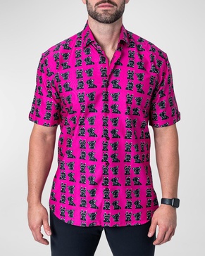 Men's Galileo Dog-Print Sport Shirt