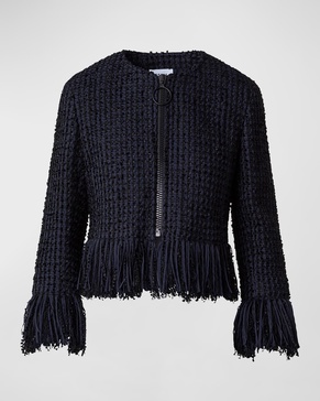 Fringe Chunky Tweed Crop Jacket