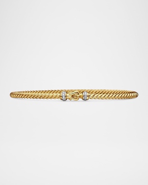 Cable Buckle Bracelet with Diamonds and 18K Gold, 2.6mm