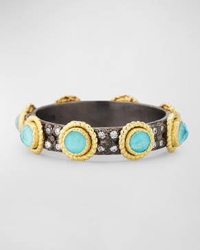 Turquoise Doublet Stack Band Ring