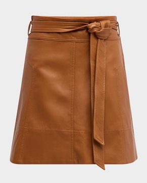 Courtney Belted Vegan Leather Mini Skirt