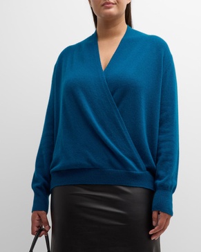 Plus Size Cashmere Faux Wrap Sweater