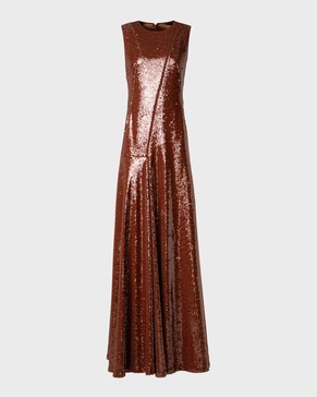 Sequined Slash-Cutout Sleeveless Gown