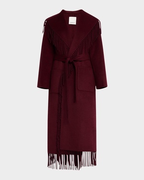 Carrie Melton Wool-Blend Fringe Robe Coat