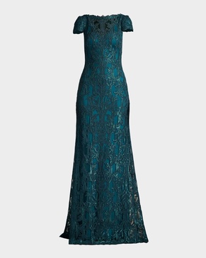 A-Line Sequin Lace Gown