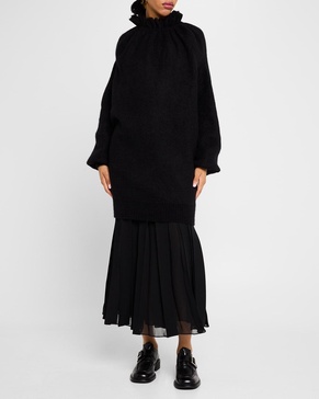 Gathered Pleated-Neck Oversized Sweater