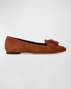 Cleo Suede Tassel Ballerina Loafers