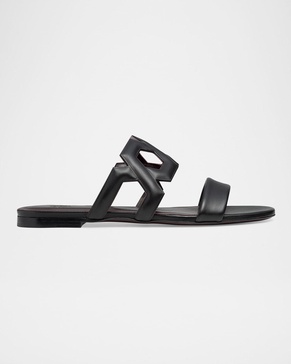 Leather Link Flat Slide Sandals