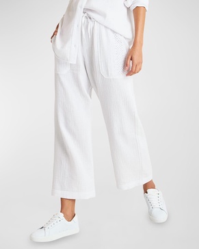 Kit Cropped Eyelet Cotton Gauze Pants