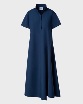 Poplin Midi Dress with Half Circle Handkerchief Hem