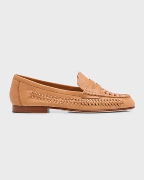 Woven Leather Penny Loafers