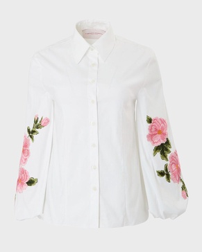 Floral Puff-Sleeve Button Down Blouse