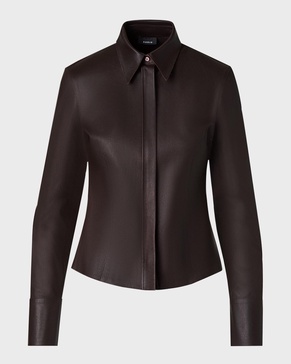 Nappa Leather Long-Sleeve Fitted Shirt