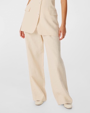 Tabio Crosshatch Linen Cotton Wide-Leg Pants