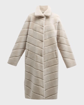 Reversible Chevron Lamb Shearling Coat