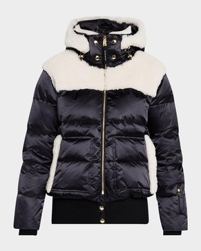 Dia Satin and Shearling Puffer Jacket