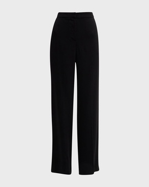 Mid-Rise Straight-Leg Stretch Crepe Pants