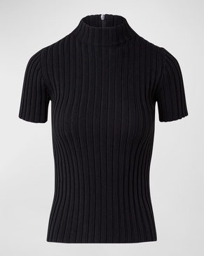 Merino Wool Ribbed Knit Top