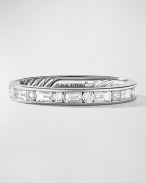 Eden Alternating Baguette Diamond Wedding Band Ring in Platinum