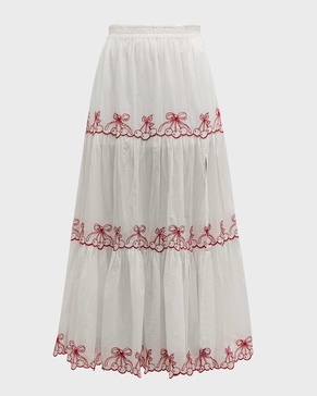 Jemila Embroidered Organic Cotton Tiered Maxi Skirt