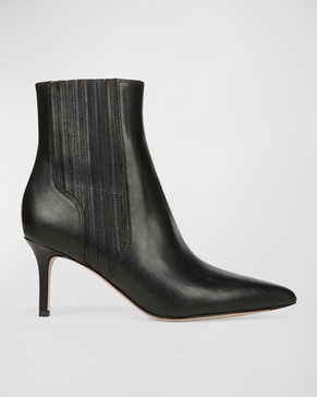 Lisa Pleated Leather Ankle Booties