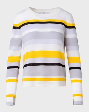 Striped Merino Cool Wool Long-Sleeve Crewneck Sweater