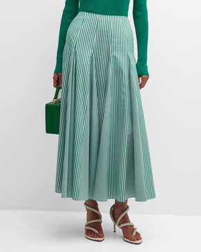 Bruna Striped Godet Midi Skirt