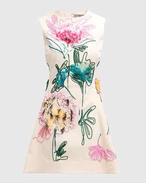 Floral Embroidered Sleeveless Mini Dress