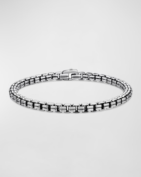 Men's Double Box Chain Bracelet in Silver, 4mm