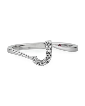 Diamond Letter Ring in 18K White Gold