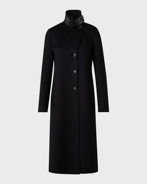 Leather Collar Cashmere Coat