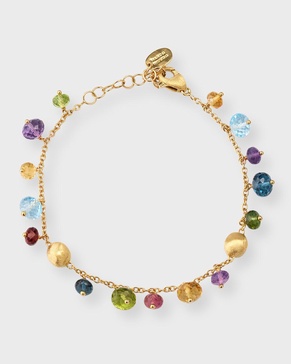 18K Yellow Gold Africa Single Strand Bracelet with Mixed Gems