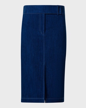 Cotton Stretch Denim Midi Skirt