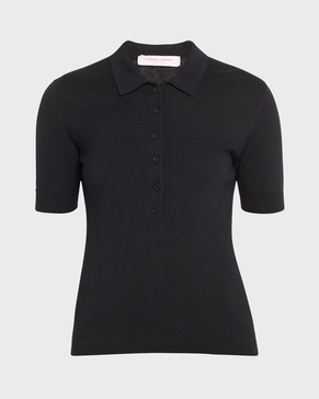 Button-Front Knit Polo Top