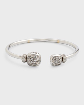 Nudo Precious Cuff in 18K White Gold, White Topaz and Diamonds, Size Small