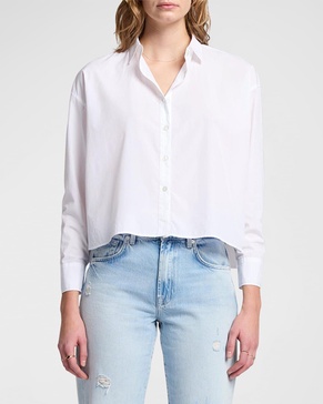 Cropped Button-Front Shirt 